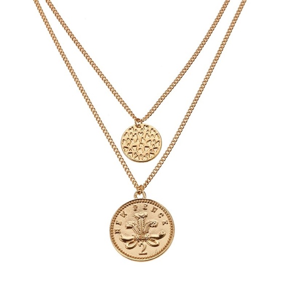 ⚡️ 🖤SALE🖤 ⚡️Gold double chain necklace with coin - Picture 4 of 8